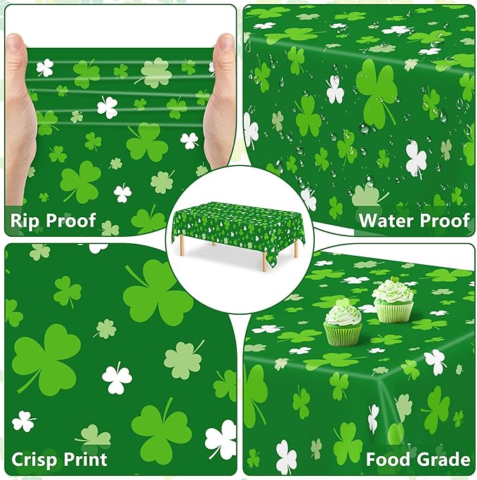 4 PCS St Patricks Day Decorations, Plastic 108" X 54" Irish St