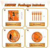 120 Pcs Basketball Party Supplies Bundle Paper Plates Napkins Forks