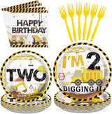 96 Pcs Construction 2nd Birthday Party Supplies Construction Truck