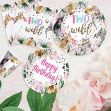 Two Wild Birthday Decorations Girl Tableware Safari Jungle Animal