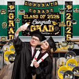 Graduation Decorations Class of 2026 Black and Gold Party Decor Set