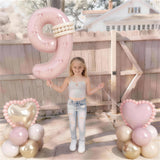 Light Pink 9 Balloon Number, Dusty Baby Pink Gold Sand White Latex