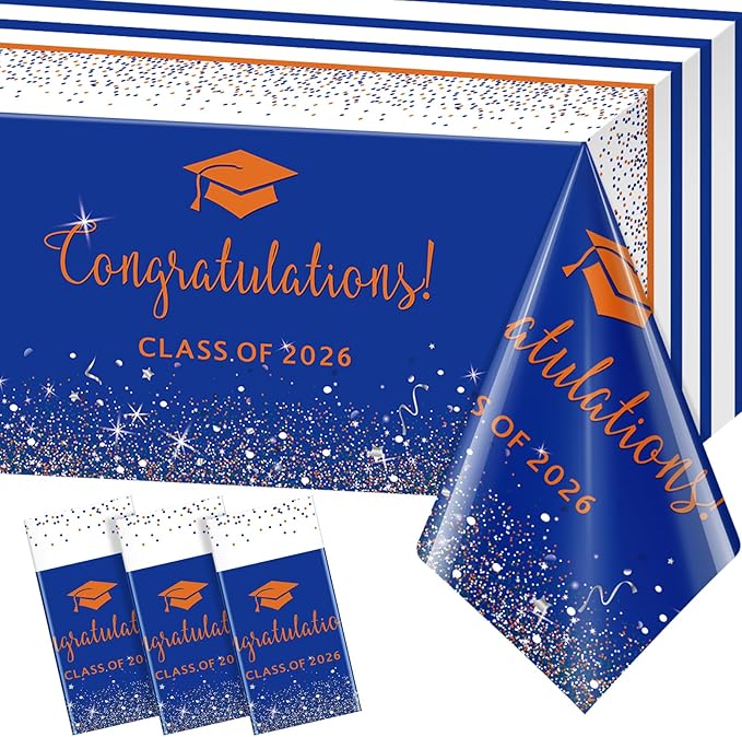 3pcs Pack Class of 2026 Graduation Tablecloths Foil Dot Plastic