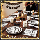 Sunnychicc 168 Pcs Black Bow 2026 Graduation Party Supplies Black