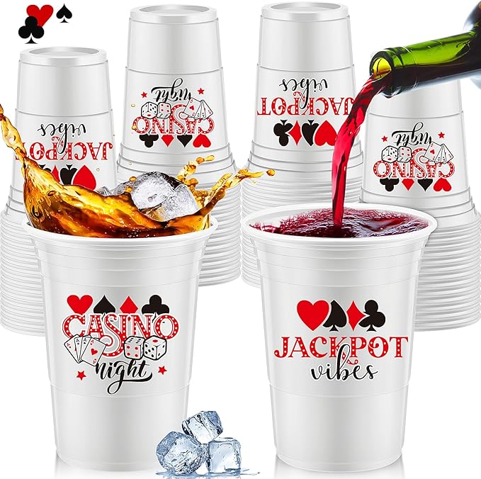 48 Pcs Casino Night Party Supplies Bulk 16 oz Casino Night Party