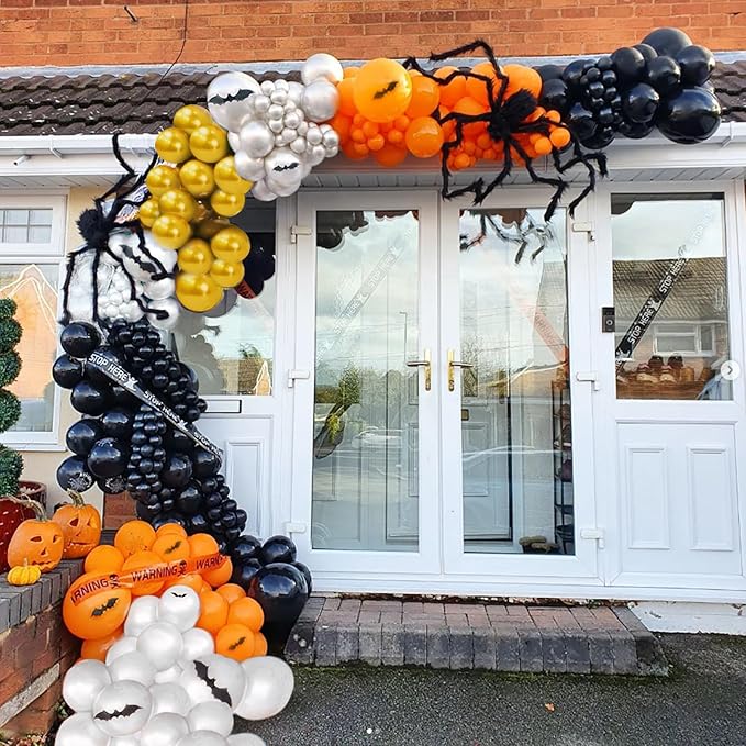 Halloween Balloon Garland Arch Kit 134 pcs Orange Black White Gold