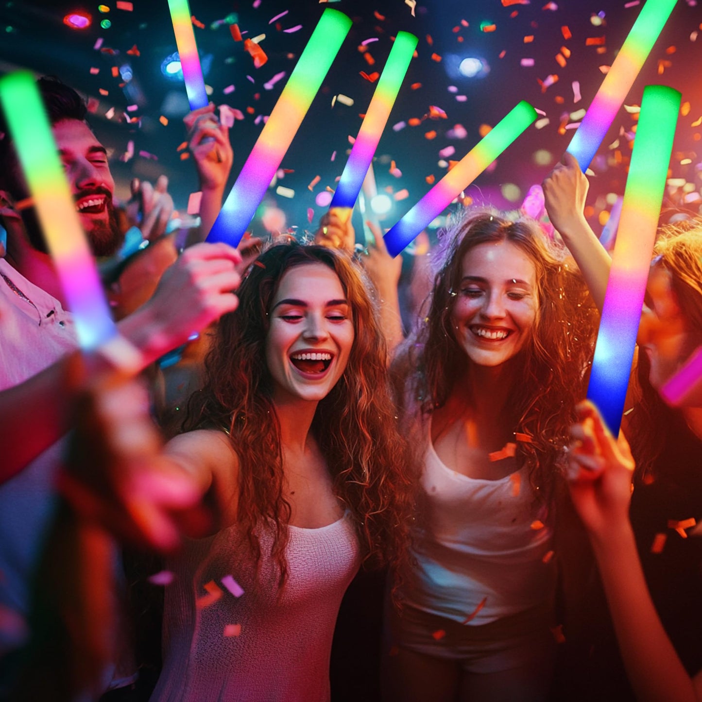 GDHZWTMY 36 Pcs LED Foam Glow Sticks Bulk,Glow in The Dark Party
