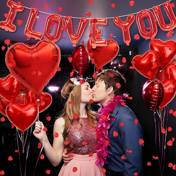 I Love You Balloons Valentines Day Balloons Red Heart Love Foil