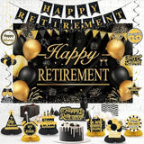Retirement Party Decorations for Men Women Black Gold Happy Retirement