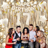 17th Birthday Decorations for Girls, White and Gold 17 Boho Birthday