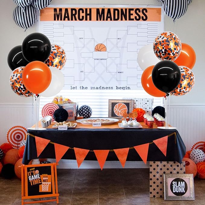 4 Set Halloween Balloons Black Orange Confetti White Balloon Stand