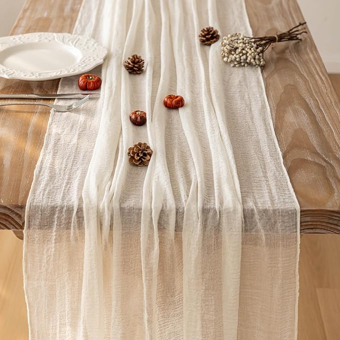 Keketoarrange 6pcs Ivory Gauze Rustic Cheesecloth Table Runner 120