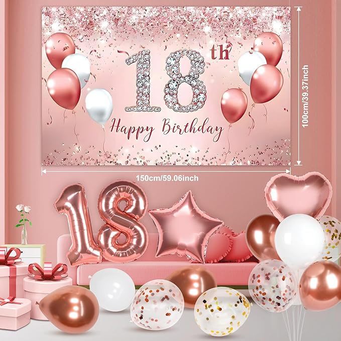 18th Birthday Decorations for Girls Rose Gold Party Decorations