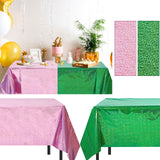 LOYIM 4 Pcs Iridescent Pink & Green Holographic Tablecloth for