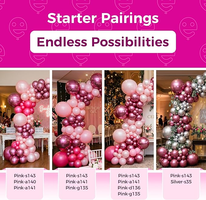 Bezente Metallic Hot Pink Latex - 100 Anniversary Party Decorations