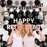 Retirement Party Decorations Black White Happy Retirement Banner