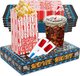 Movie Night Supplies 100 Pcs 50 Movie Snack Trays & 50 Popcorn Bags