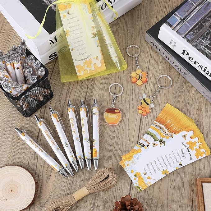145 Pieces Bee Baby Shower Favors for Guest Honeycomb Ballpoint Pens
