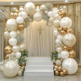Champagne Gold and White Balloons, 12 Inch Double Stuffed Pearl White