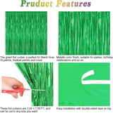 8 Pack Green Streamer, 3.28 FT x 7.05 FT Dinosaur Backdrop, Metallic