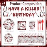 Killer Birthday Decoration 194PCS Halloween Scream Party Tableware