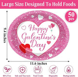 50Pcs Happy Galentine's Day Party Oval Plates 11 Inch Large