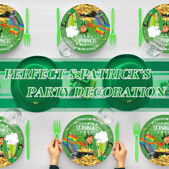 210 Pcs Happy St Patrick's Day Party Supplies Plates Napkins Cups