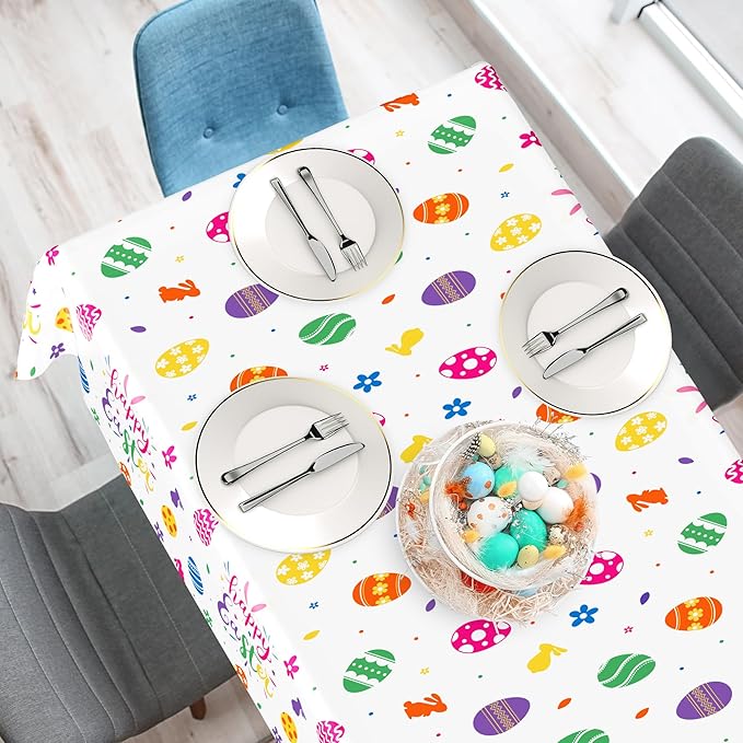 4 Pack Disposable Easter Tablecloth, 54 x 108 Inch Rectangular Easter