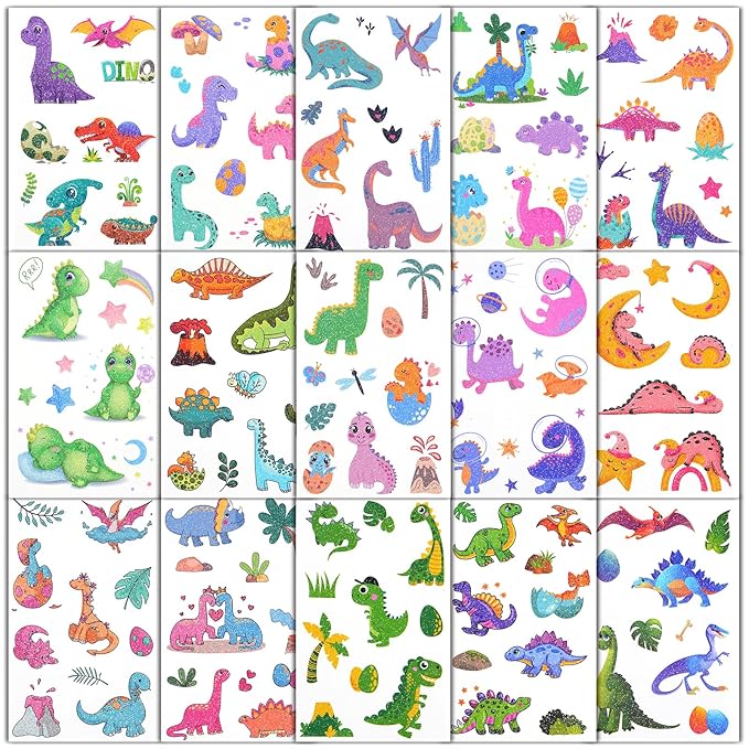 Ozepao Dinosaur Glitter Temporary Tattoos for Kids - 160 Styles -