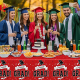 QZYL 2 PCS Graduation Tablecloth, 108" X 54" Red Graduation Table