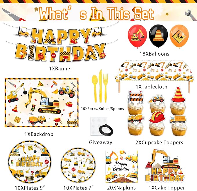 Construction Birthday Decorations Excavator Party Decorations