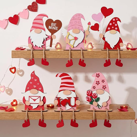 6 Pcs Valentines Day Table Decorations Gnome Valentine Centerpiece