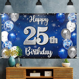 Happy 25th Birthday Decorations 25th Blue & Silver Balloon Large
