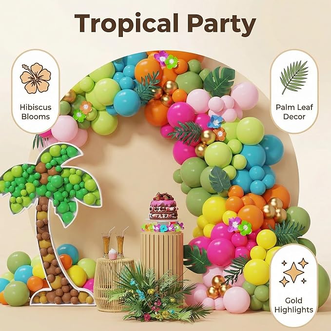Tropical Hawaiian Party Decorations 145Pcs Luau Tropical Balloon
