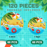 120 Pcs Summer Party Paper Plates Disposable Round Paper Plate
