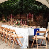 8Pack Disposable Plastic Tablecloths and Satin Table Runner White and