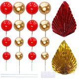 Ephlyn 28Pcs Paper Palm Fan Cake Topper Balls Cake Pick for Baby