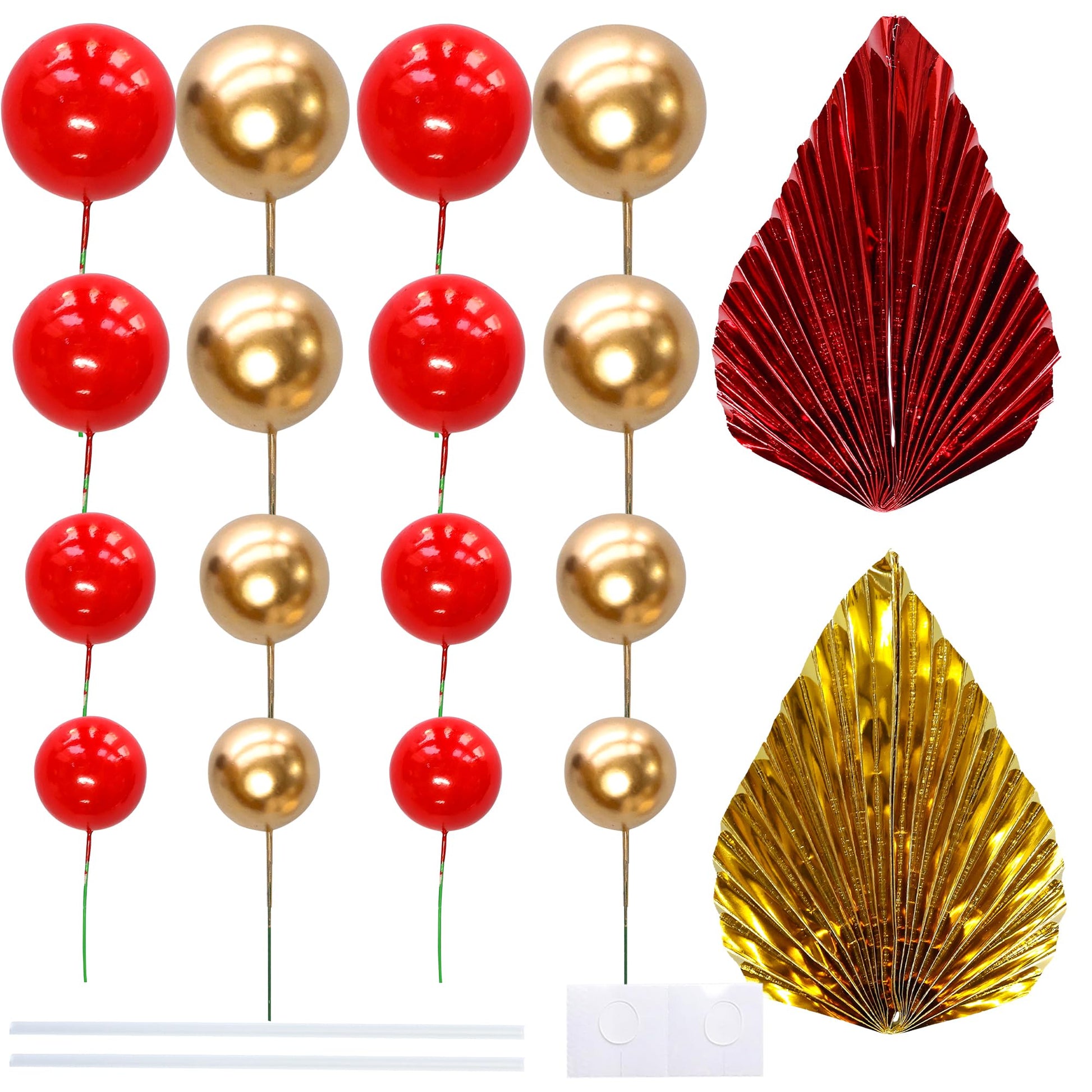 Ephlyn 28Pcs Paper Palm Fan Cake Topper Balls Cake Pick for Baby