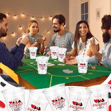 50 Pcs Casino Night Cups 12 oz Disposable Plastic Cups with Straws