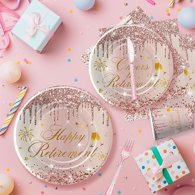 Retirement Decorations For Women Rose Gold Happy Retirement Party