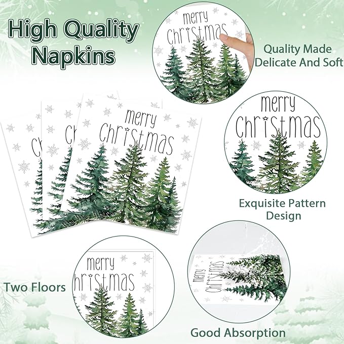 96Pcs Christmas Paper Plates and Napkins for Merry Christmas