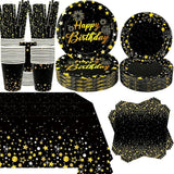 Black Gold Party Decoration - Black and Gold Birthday Party Tableware