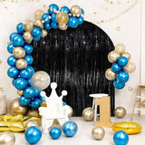Black Metallic Tinsel Foil Fringe Curtains, 2 Pack 3.3x8.3 Feet Party