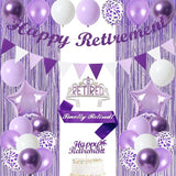 Purple Retirement Decorations for Women Happy Retirement Banner