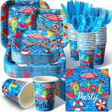 350 Pcs Beach Plates and Napkins Set Beach Party Supplies for 50