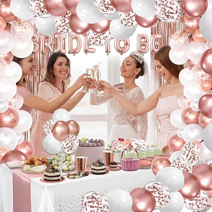274 Pcs Rose Gold Bridal Shower Decorations Bachelorette Party