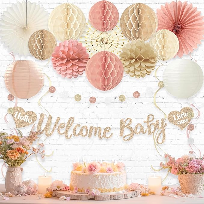 Boho Baby Shower Decorations for Girl Pre Strung Welcome Baby Banner