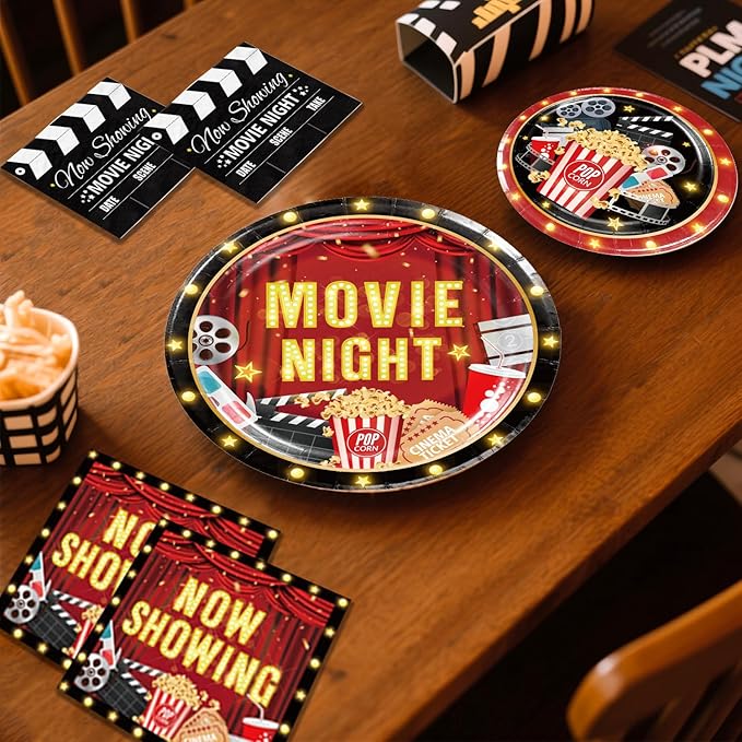 157pcs Movie Night Supplies Convenient Paper Tableware Set Includes