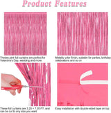 ZATAYE 12 Pack Pink Backdrop, 3.28 FT x 7.05 FT Foil Fringe Curtains,