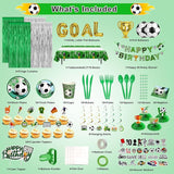 Soccer Party Decorations 255PCS Green Soccer Birthday Party Supplies
